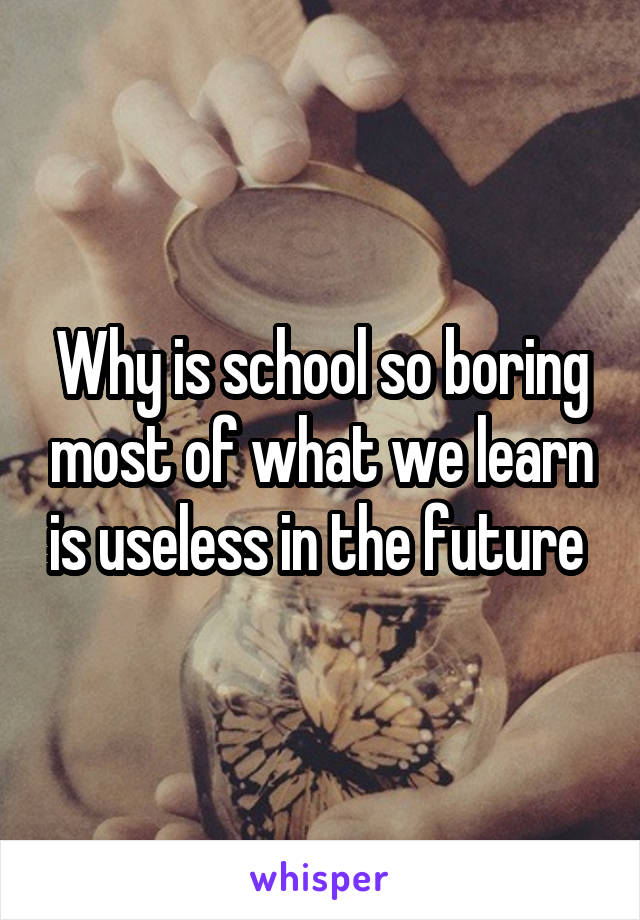 Why is school so boring most of what we learn is useless in the future 