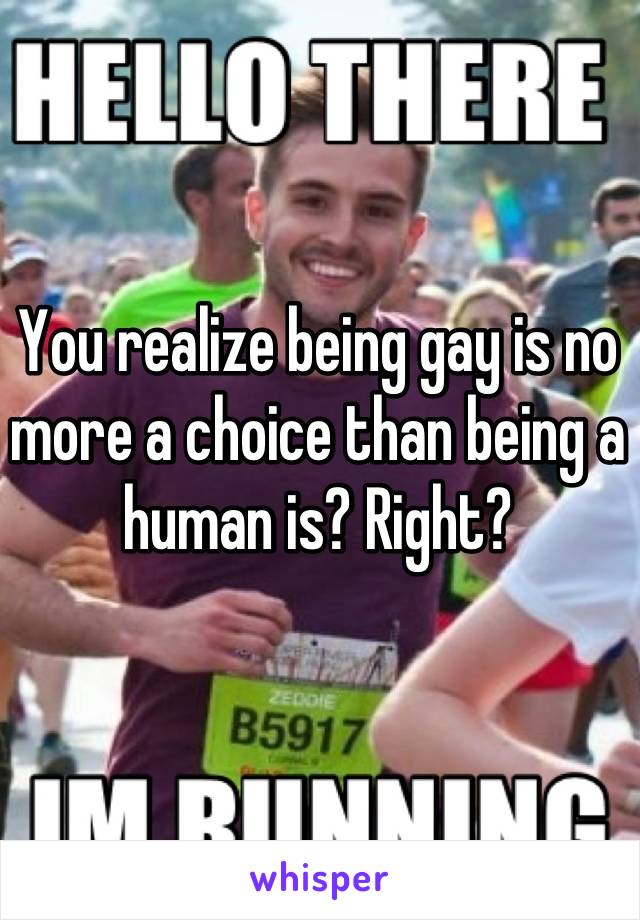 You realize being gay is no more a choice than being a human is? Right?