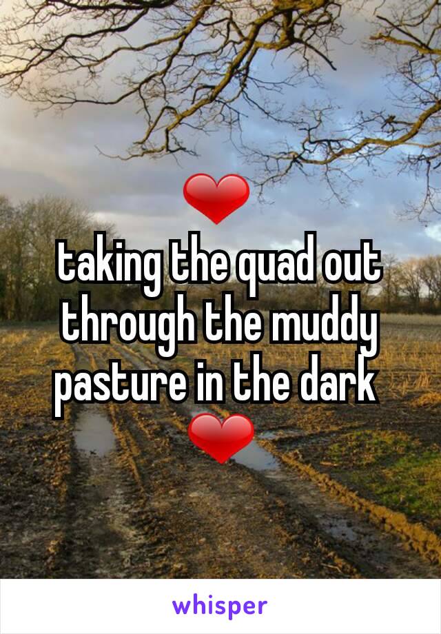 ❤ 
taking the quad out through the muddy pasture in the dark 
❤