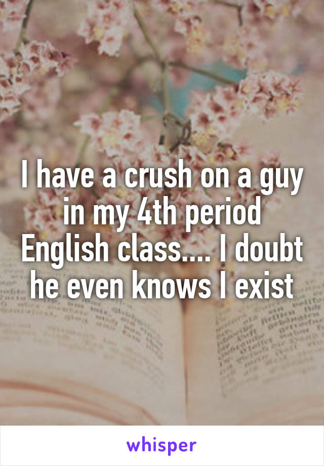 I have a crush on a guy in my 4th period English class.... I doubt he even knows I exist