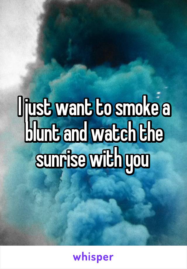 I just want to smoke a blunt and watch the sunrise with you 