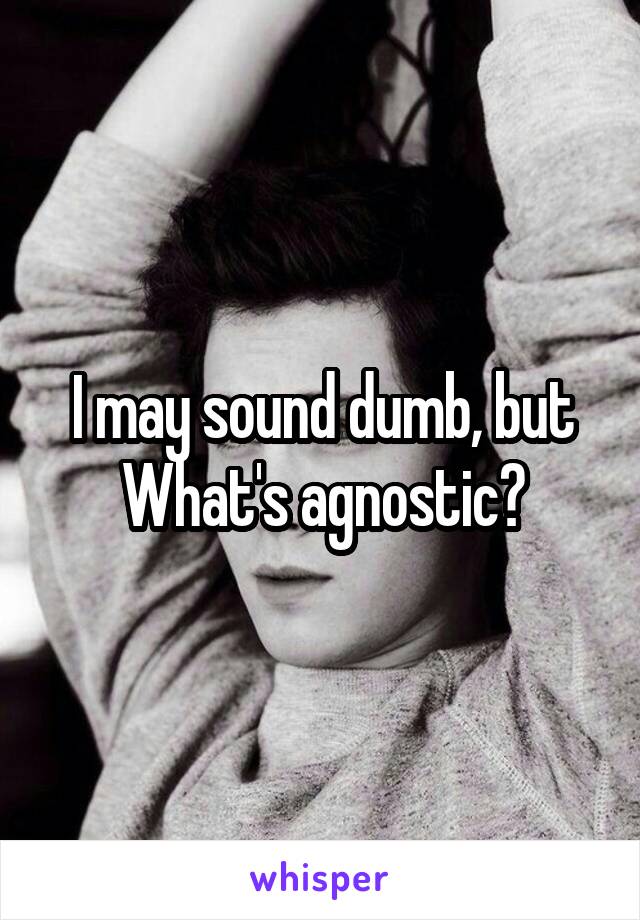 I may sound dumb, but What's agnostic?