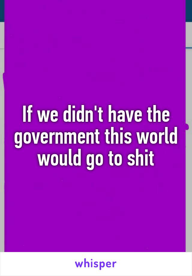 If we didn't have the government this world would go to shit