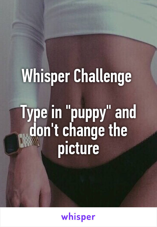 Whisper Challenge 

Type in "puppy" and don't change the picture