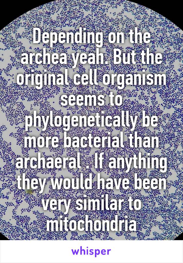 Depending on the archea yeah. But the original cell organism seems to phylogenetically be more bacterial than archaeral . If anything they would have been very similar to mitochondria