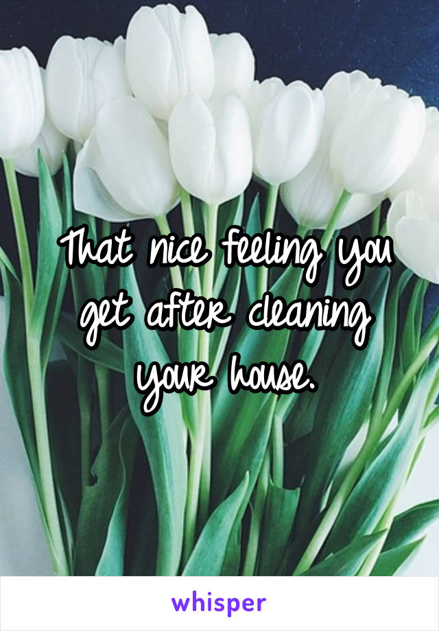 That nice feeling you get after cleaning your house.