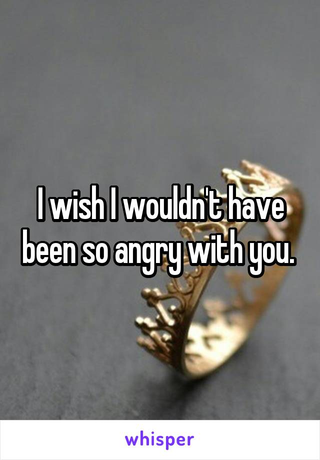 I wish I wouldn't have been so angry with you. 