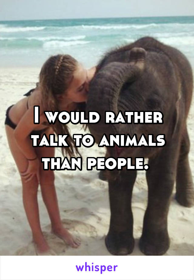 I would rather talk to animals than people. 