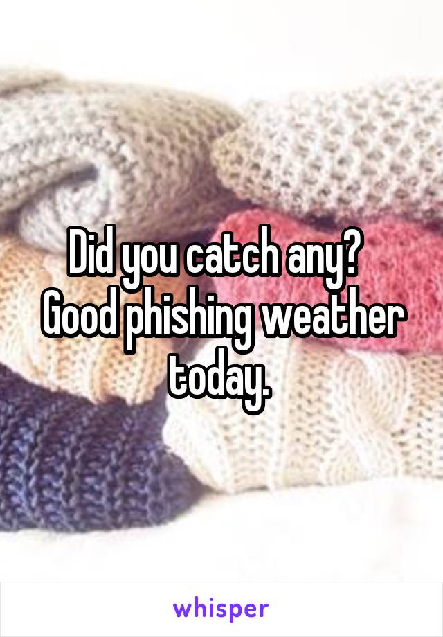 Did you catch any?   Good phishing weather today. 