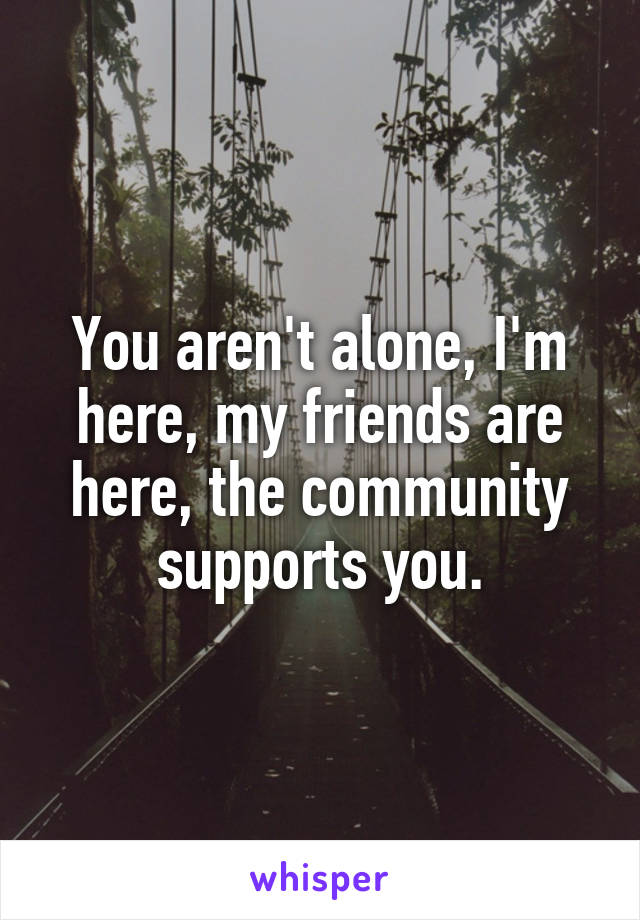You aren't alone, I'm here, my friends are here, the community supports you.
