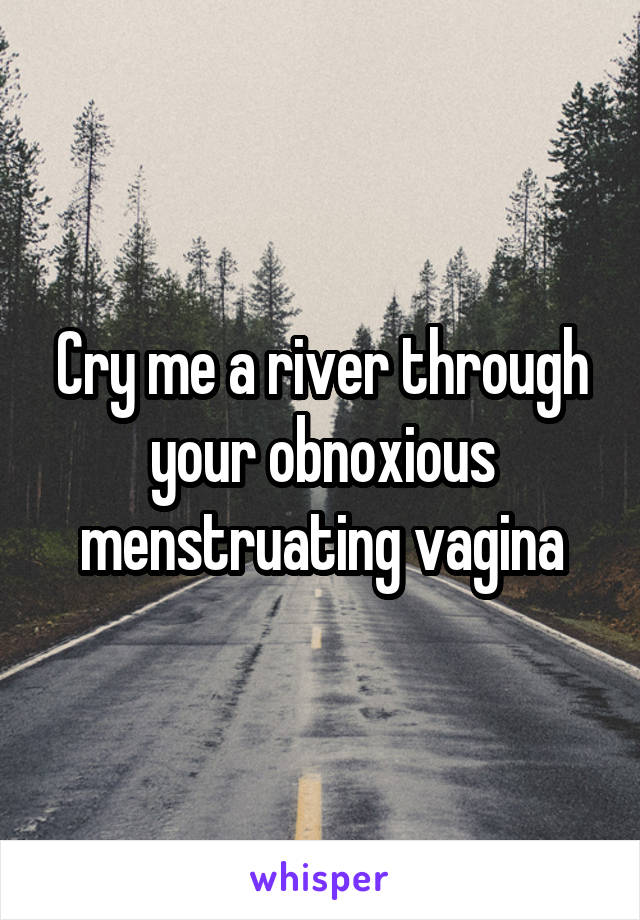 Cry me a river through your obnoxious menstruating vagina