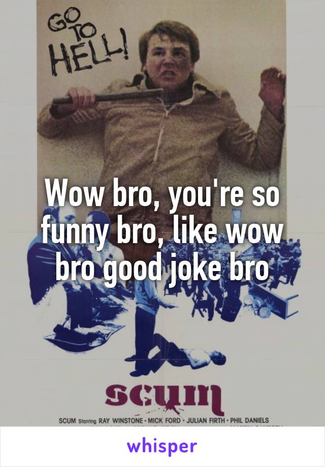 Wow bro, you're so funny bro, like wow bro good joke bro