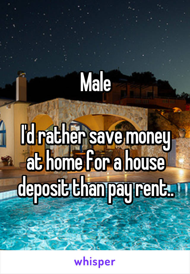 Male

I'd rather save money at home for a house deposit than pay rent..