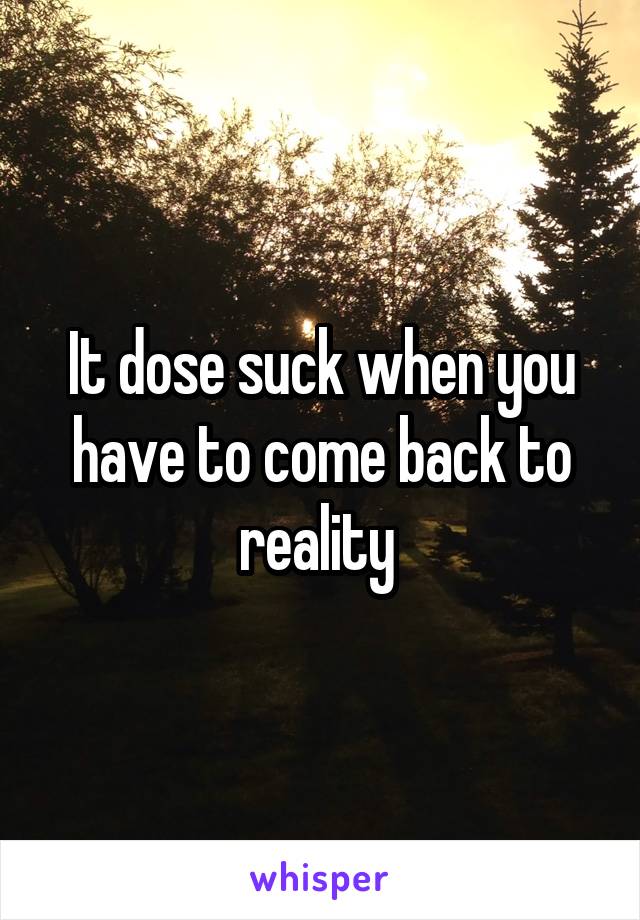 It dose suck when you have to come back to reality 