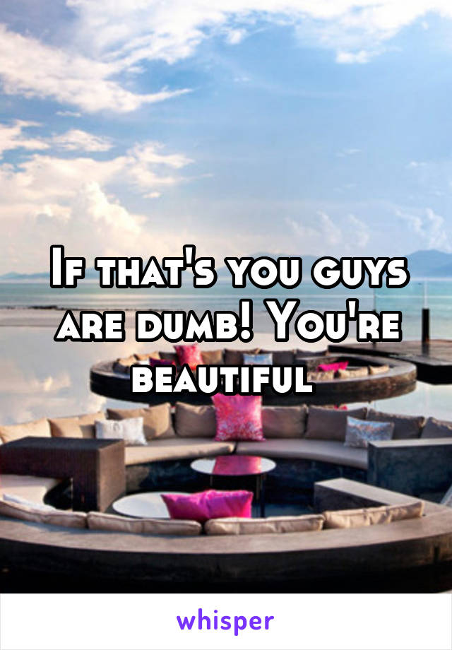 If that's you guys are dumb! You're beautiful 