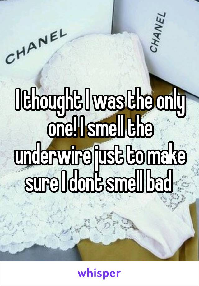 I thought I was the only one! I smell the underwire just to make sure I dont smell bad 