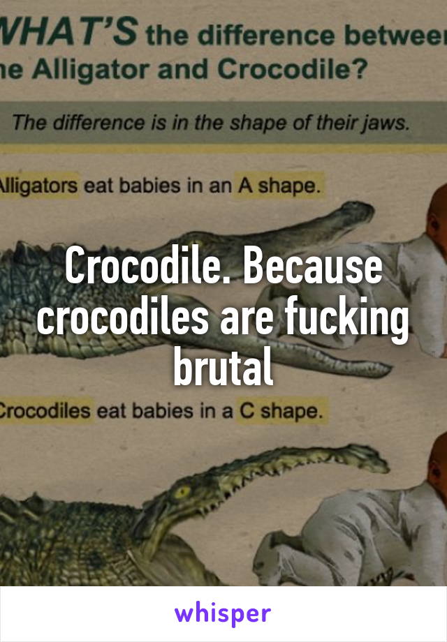 Crocodile. Because crocodiles are fucking brutal