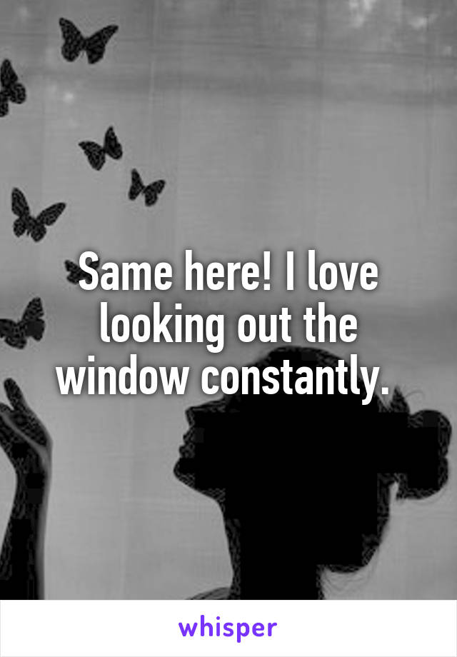 Same here! I love looking out the window constantly. 