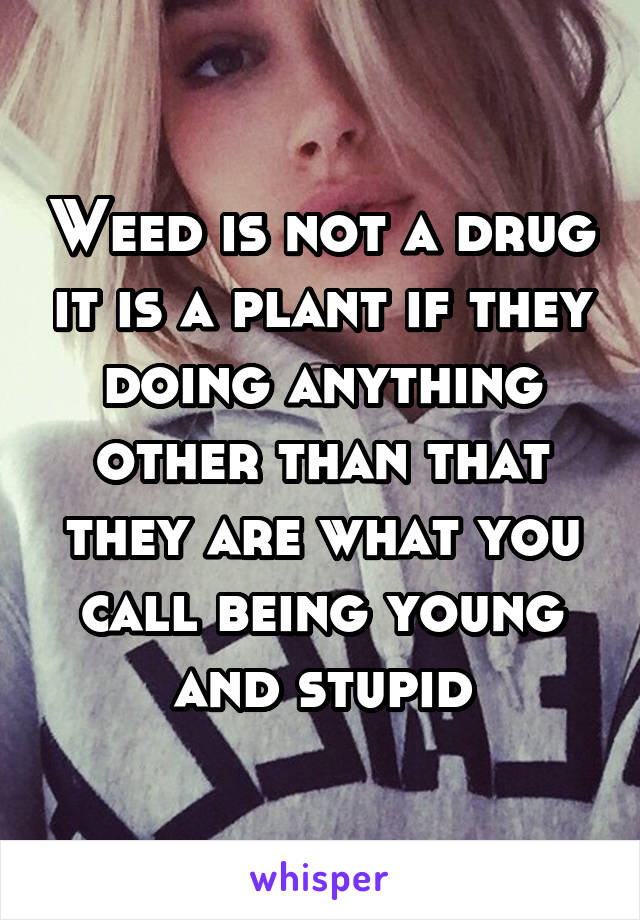 Weed is not a drug it is a plant if they doing anything other than that they are what you call being young and stupid