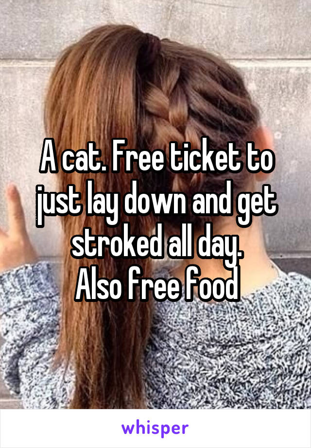 A cat. Free ticket to just lay down and get stroked all day.
Also free food