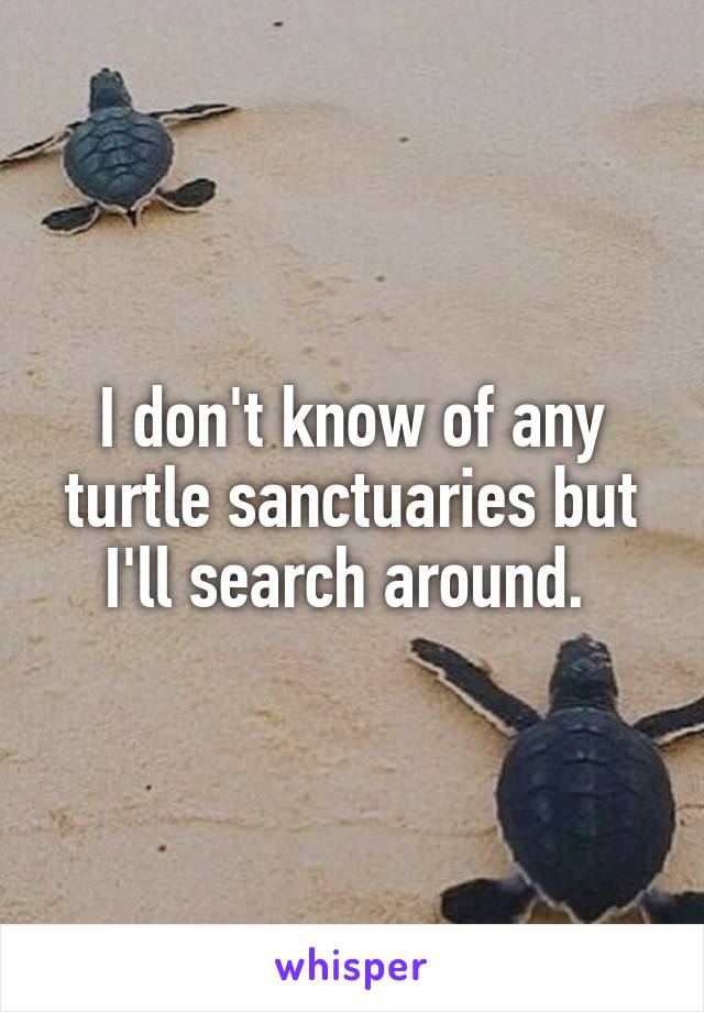 I don't know of any turtle sanctuaries but I'll search around. 