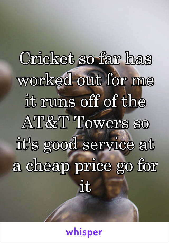 Cricket so far has worked out for me it runs off of the AT&T Towers so it's good service at a cheap price go for it