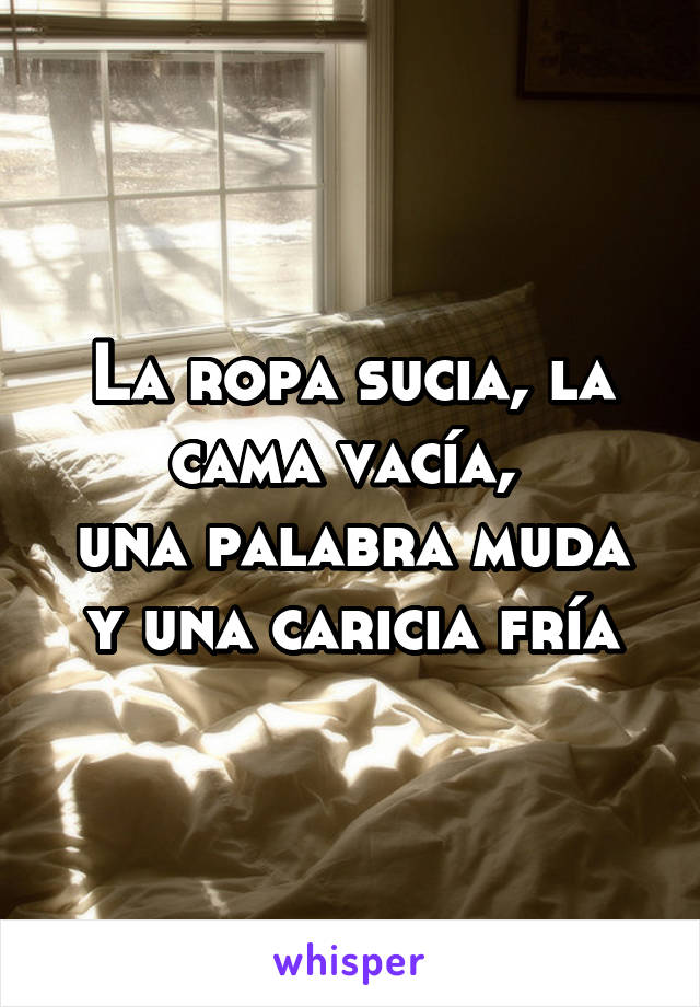 La ropa sucia, la cama vacía, 
una palabra muda y una caricia fría