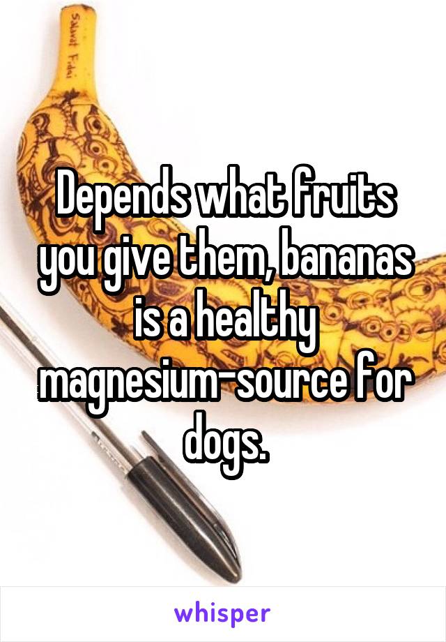 Depends what fruits you give them, bananas is a healthy magnesium-source for dogs.