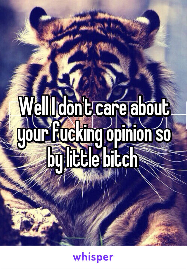 Well I don't care about your fucking opinion so by little bitch 