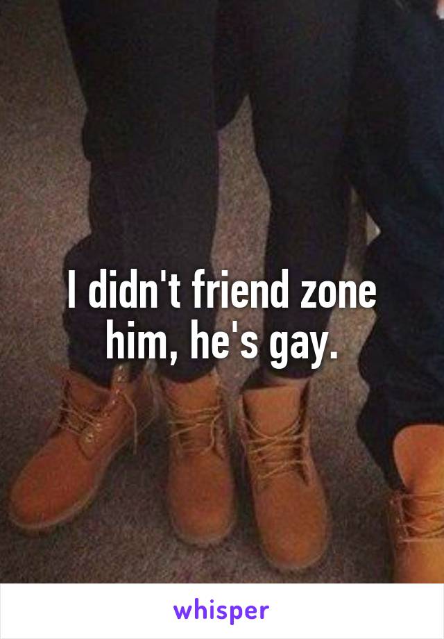 I didn't friend zone him, he's gay.