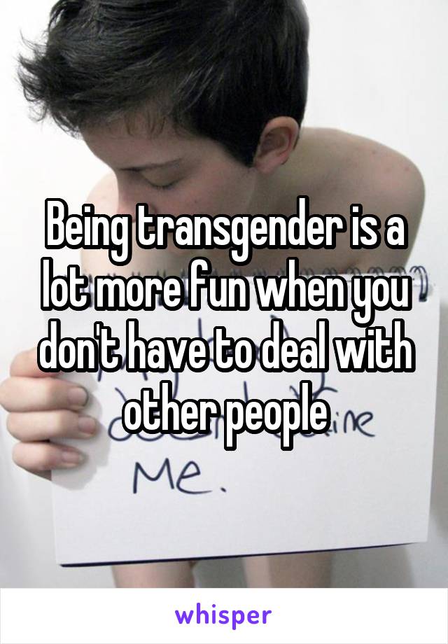 Being transgender is a lot more fun when you don't have to deal with other people