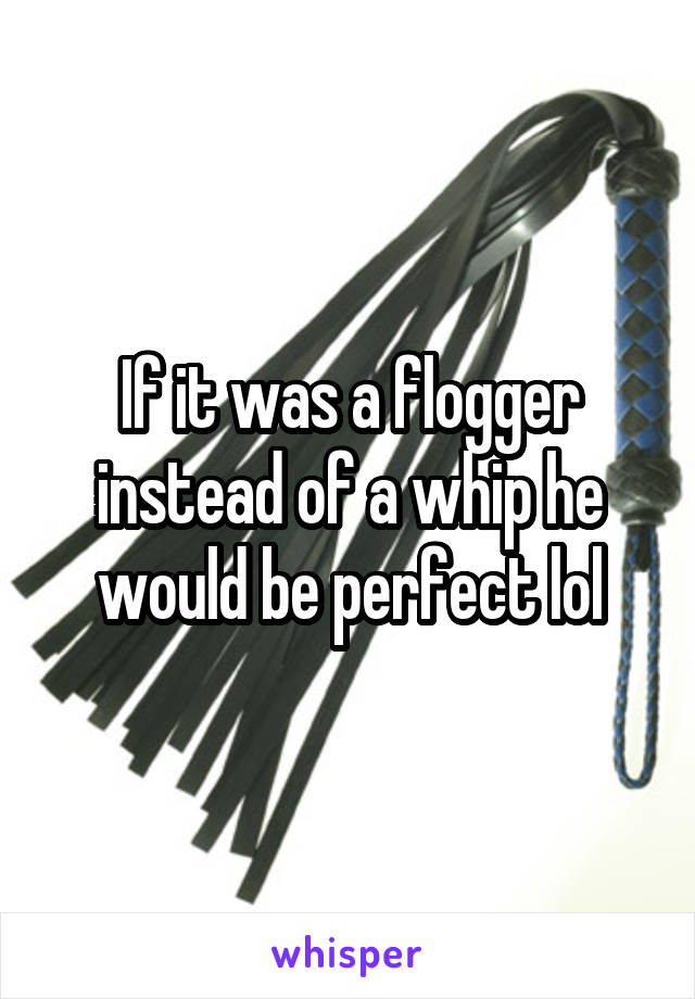 If it was a flogger instead of a whip he would be perfect lol