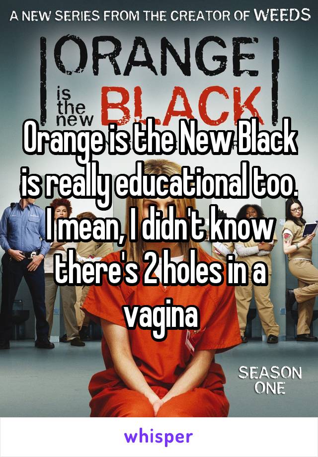 Orange is the New Black is really educational too. I mean, I didn't know there's 2 holes in a vagina