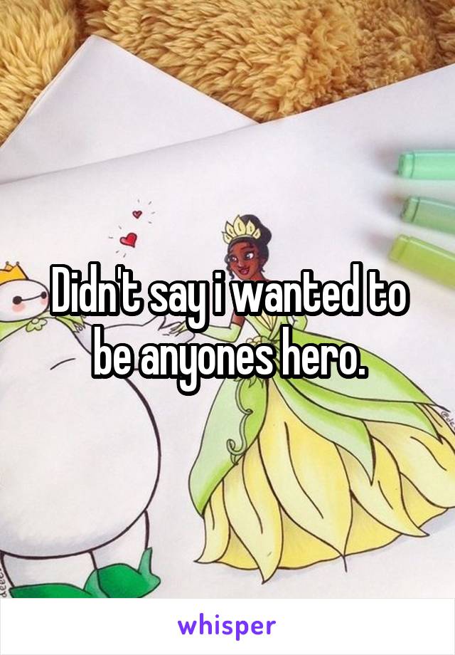 Didn't say i wanted to be anyones hero.