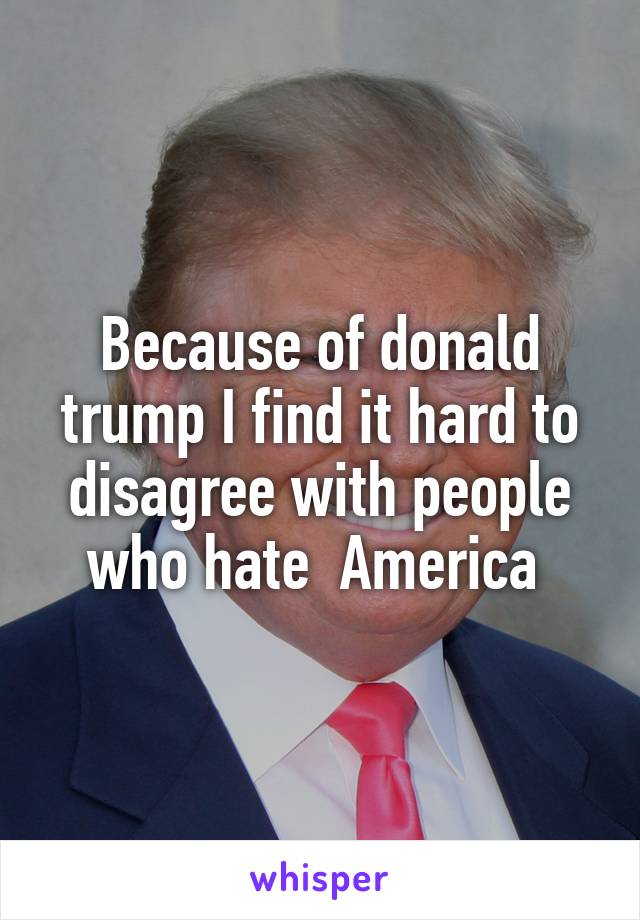 Because of donald trump I find it hard to disagree with people who hate  America 