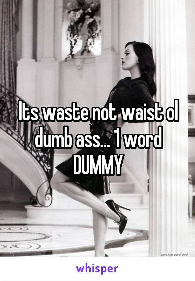 Its waste not waist ol dumb ass... 1 word DUMMY