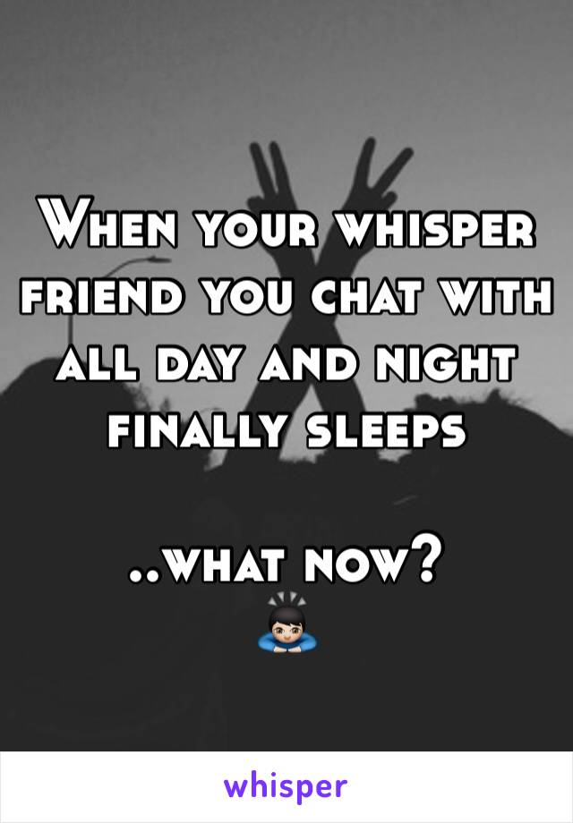 When your whisper friend you chat with all day and night finally sleeps

..what now? 
🙇🏻