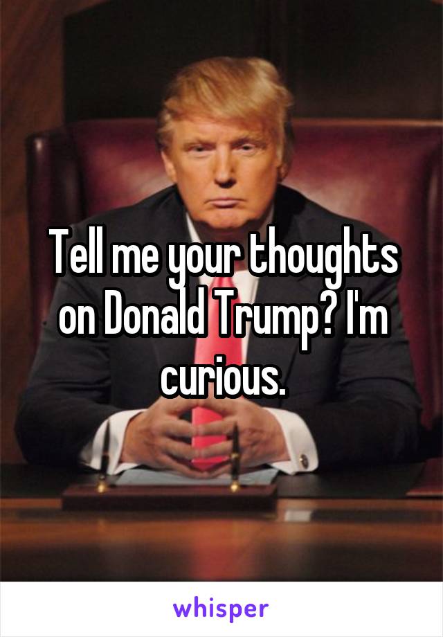 Tell me your thoughts on Donald Trump? I'm curious.