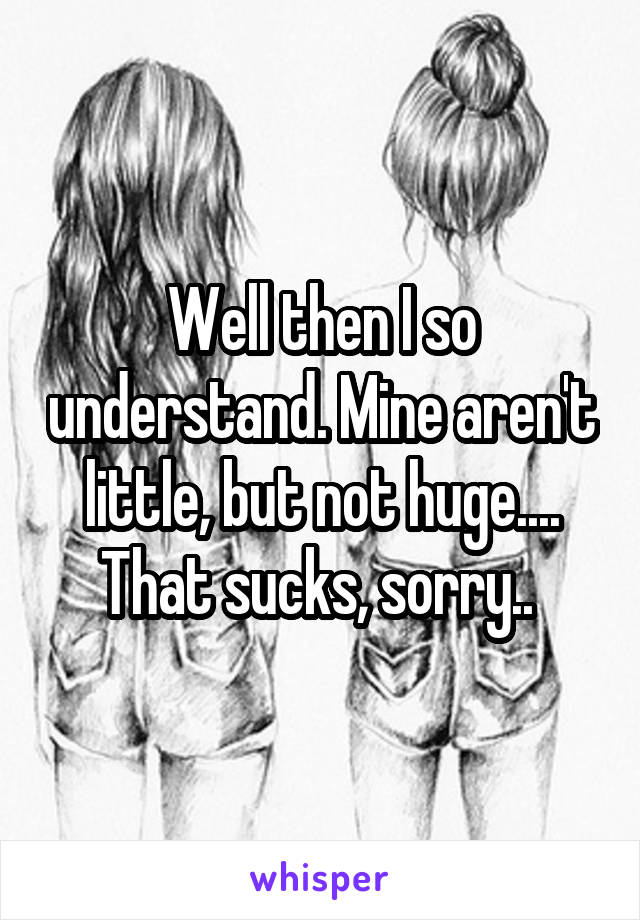 Well then I so understand. Mine aren't little, but not huge.... That sucks, sorry.. 