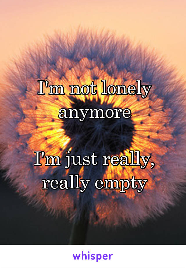 I'm not lonely anymore

I'm just really, really empty