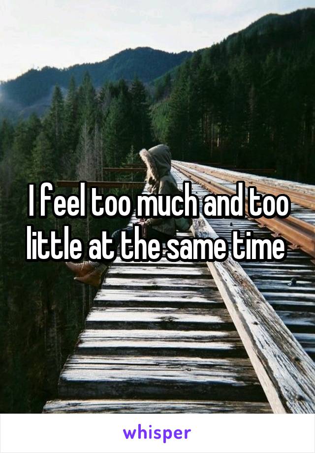 I feel too much and too little at the same time 