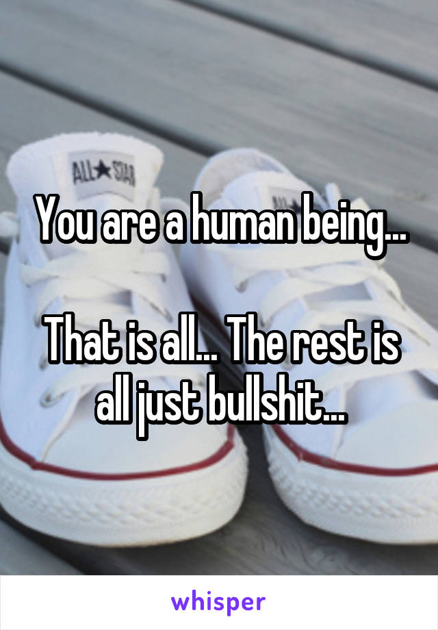 You are a human being...

That is all... The rest is all just bullshit...