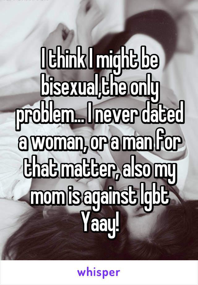 I think I might be bisexual,the only problem... I never dated a woman, or a man for that matter, also my mom is against lgbt
Yaay!