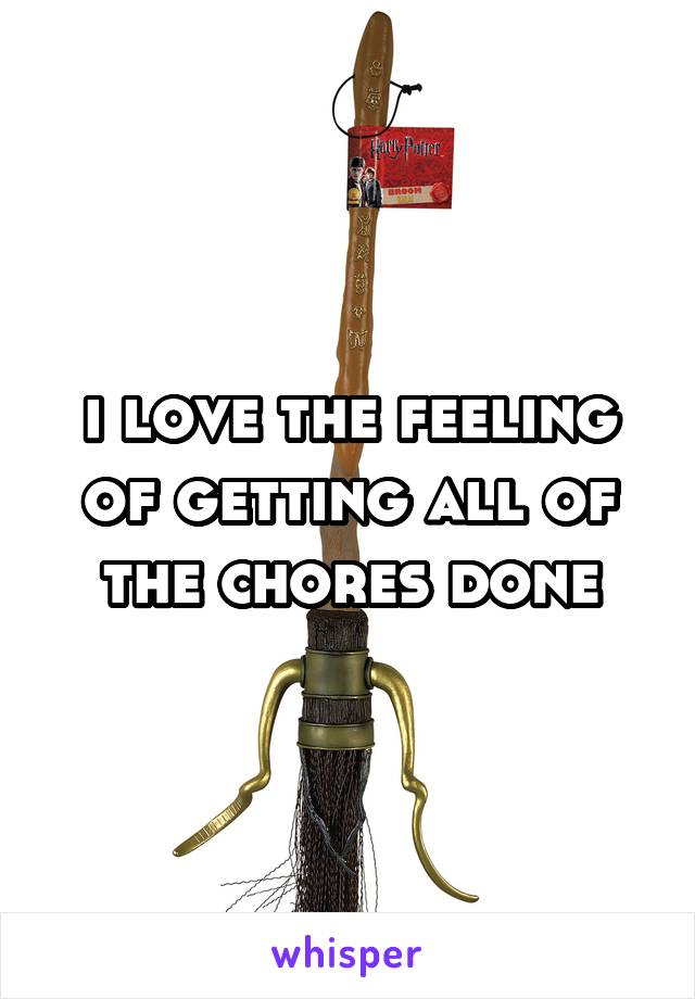 i love the feeling of getting all of the chores done