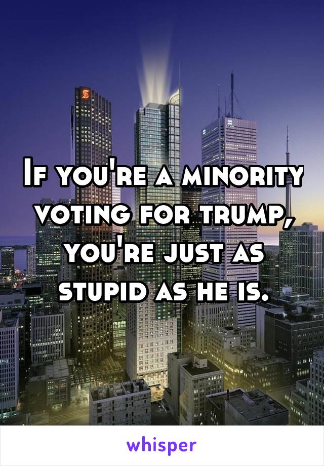 If you're a minority voting for trump, you're just as stupid as he is.