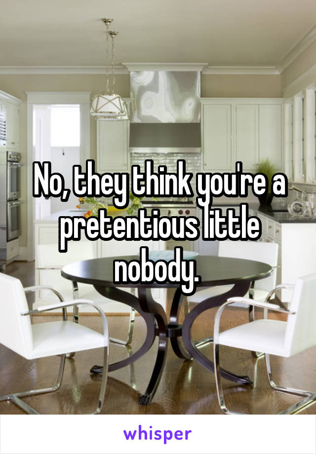 No, they think you're a pretentious little nobody. 