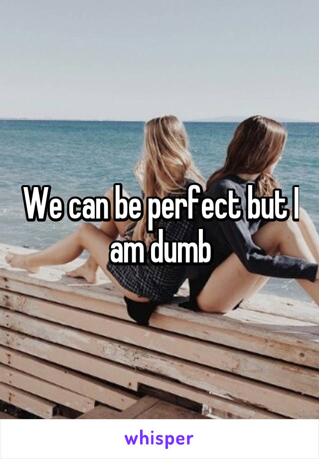 We can be perfect but I am dumb