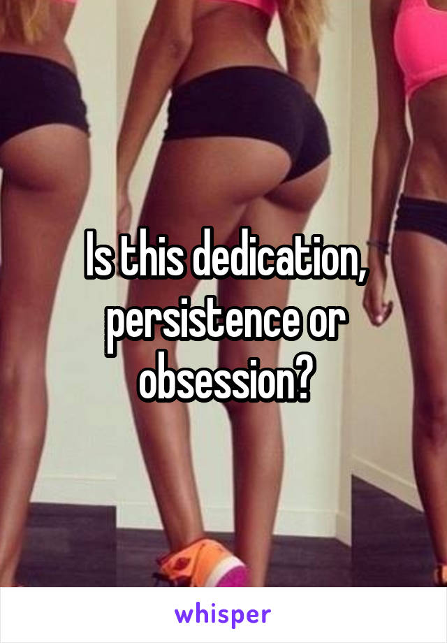 Is this dedication, persistence or obsession?