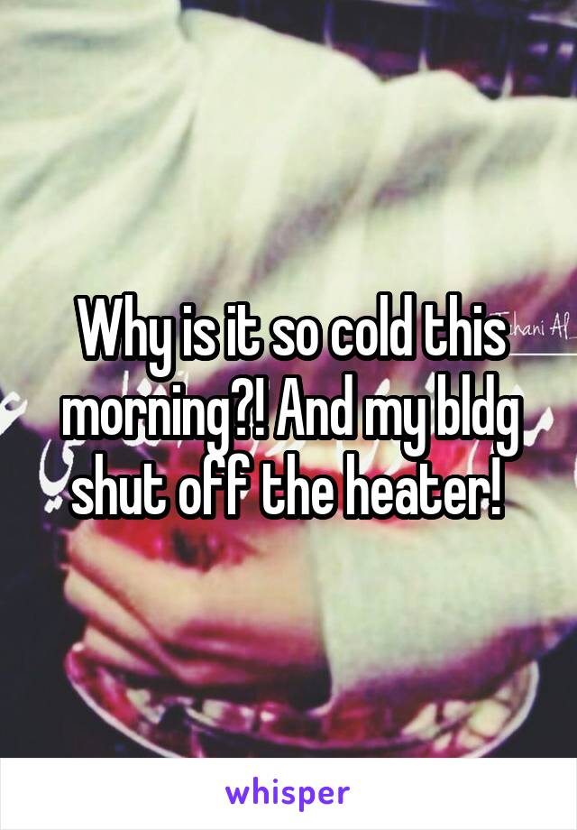 Why is it so cold this morning?! And my bldg shut off the heater! 