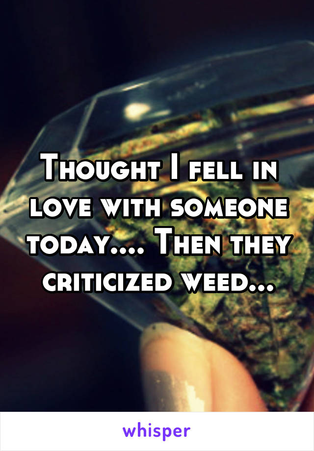 Thought I fell in love with someone today.... Then they criticized weed...